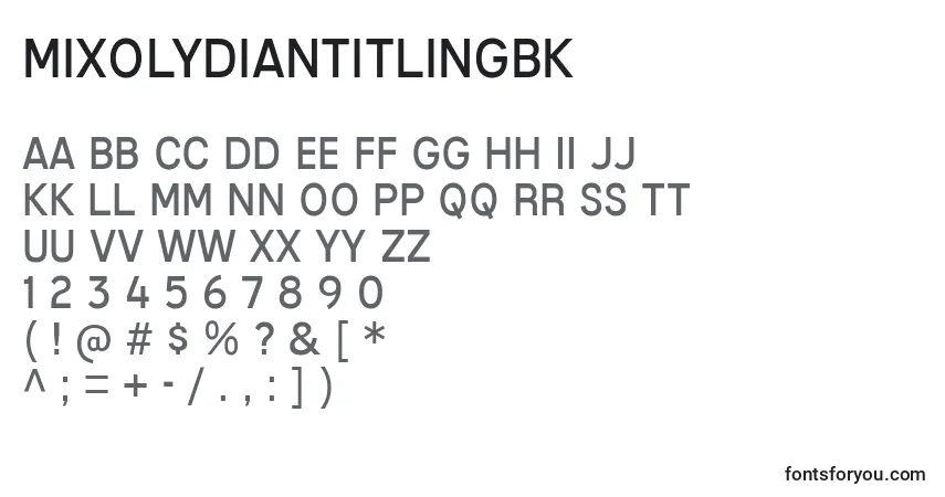 Шрифт MixolydianTitlingBk – алфавит, цифры, специальные символы