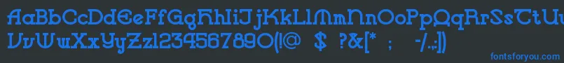 フォントVlaanderensquare – 黒い背景に青い文字