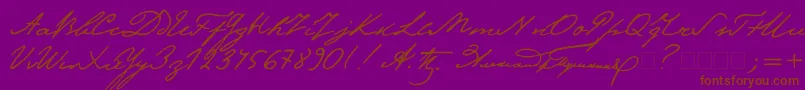 Pushkin2-Schriftart – Braune Schriften auf violettem Hintergrund