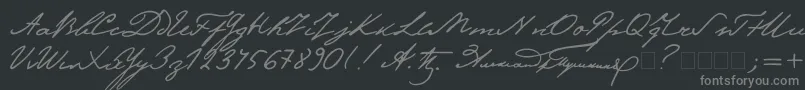 Pushkin2-Schriftart – Graue Schriften auf schwarzem Hintergrund