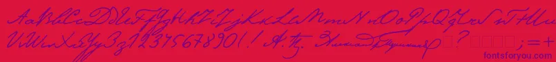 Pushkin2-Schriftart – Violette Schriften auf rotem Hintergrund