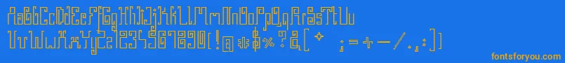 フォントGreekStone – オレンジ色の文字が青い背景にあります。