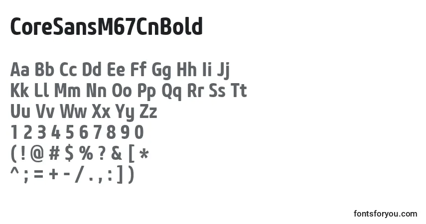 Шрифт CoreSansM67CnBold – алфавит, цифры, специальные символы