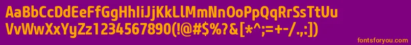 CoreSansM67CnBold Font – Orange Fonts on Purple Background