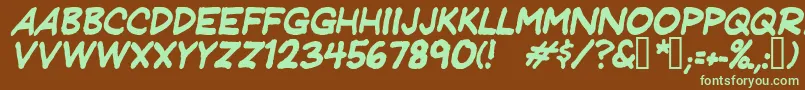 JeffreyprintJlItalic Font – Green Fonts on Brown Background