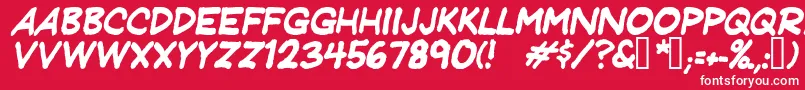 Шрифт JeffreyprintJlItalic – белые шрифты на красном фоне