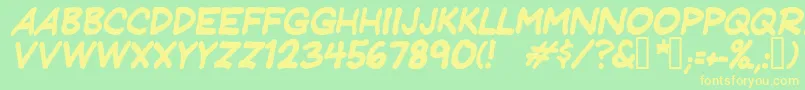 JeffreyprintJlItalic Font – Yellow Fonts on Green Background