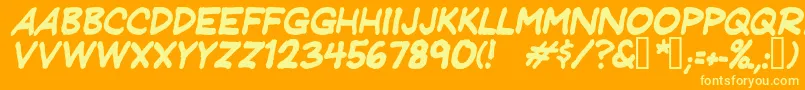 JeffreyprintJlItalic Font – Yellow Fonts on Orange Background