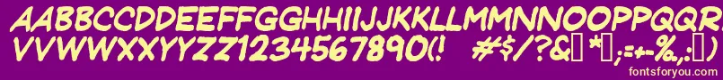 JeffreyprintJlItalic Font – Yellow Fonts on Purple Background