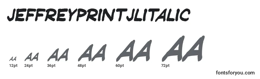Größen der Schriftart JeffreyprintJlItalic