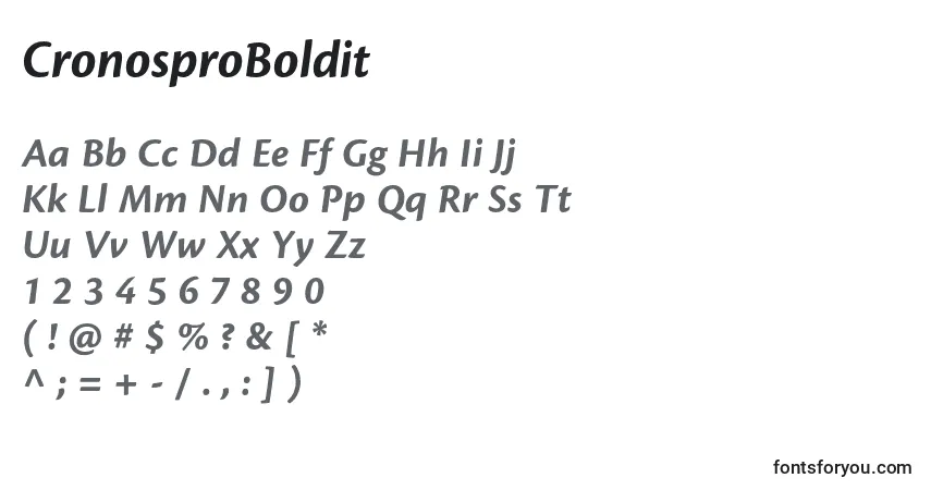Шрифт CronosproBoldit – алфавит, цифры, специальные символы