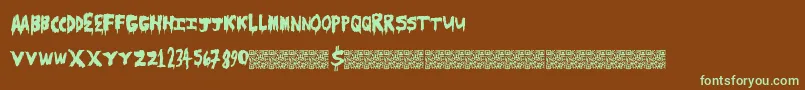 Scarecamp Font – Green Fonts on Brown Background