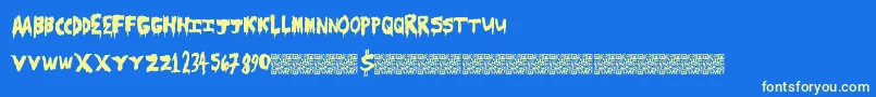 Scarecamp Font – Yellow Fonts on Blue Background
