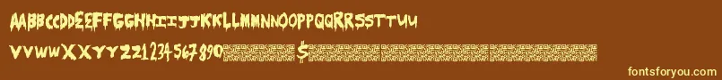 Scarecamp Font – Yellow Fonts on Brown Background