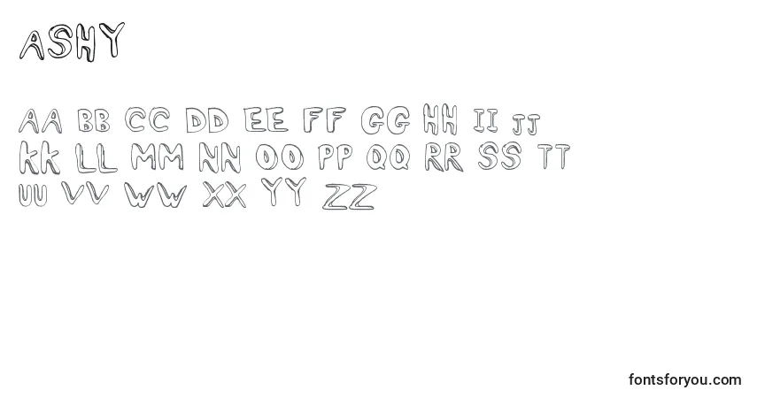 A fonte Ashy – alfabeto, números, caracteres especiais