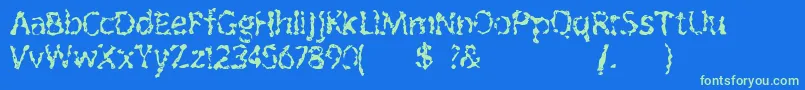 Outofink Font – Green Fonts on Blue Background
