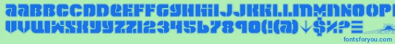 SpaceCruiserPro-Schriftart – Blaue Schriften auf grünem Hintergrund