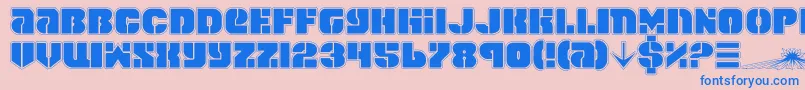 SpaceCruiserPro-fontti – siniset fontit vaaleanpunaisella taustalla