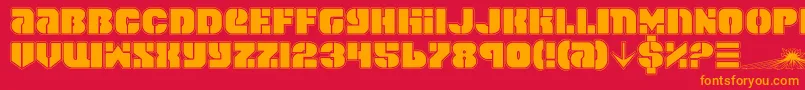 SpaceCruiserPro-Schriftart – Orangefarbene Schriften auf rotem Hintergrund