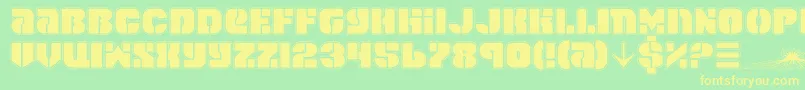 SpaceCruiserPro-Schriftart – Gelbe Schriften auf grünem Hintergrund
