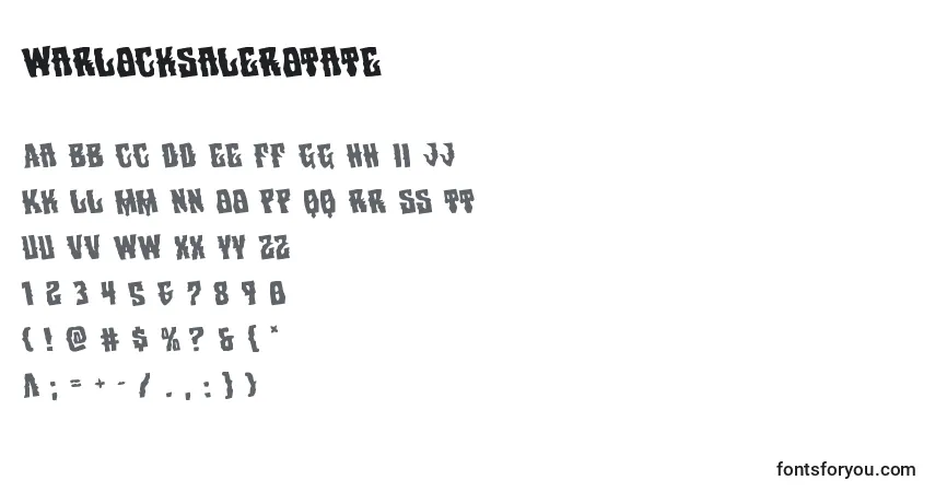 Czcionka Warlocksalerotate – alfabet, cyfry, specjalne znaki