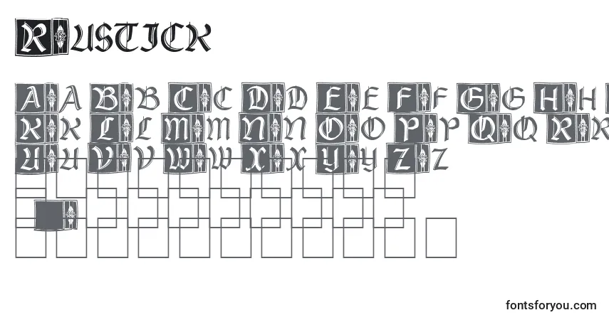 Schriftart Rustick – Alphabet, Zahlen, spezielle Symbole