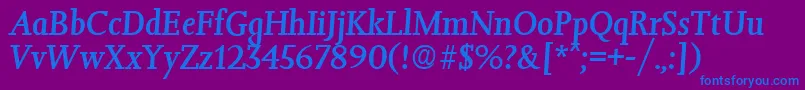 フォントJessicaMediumita – 紫色の背景に青い文字