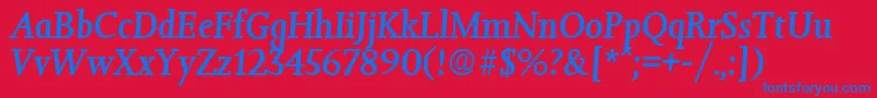 フォントJessicaMediumita – 赤い背景に青い文字