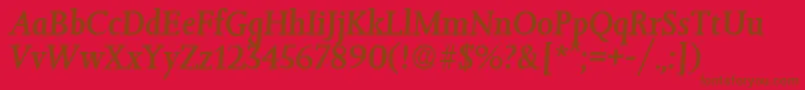フォントJessicaMediumita – 赤い背景に茶色の文字