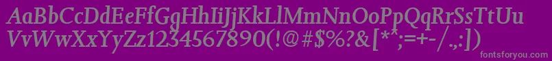 JessicaMediumita-fontti – harmaat kirjasimet violetilla taustalla