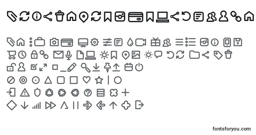 Czcionka AristaProIconsRegularTrial – alfabet, cyfry, specjalne znaki