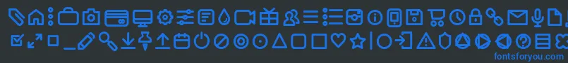 フォントAristaProIconsRegularTrial – 黒い背景に青い文字