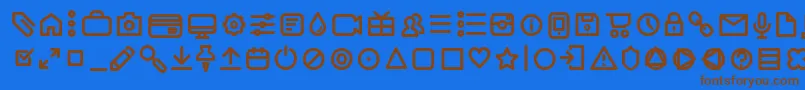 フォントAristaProIconsRegularTrial – 茶色の文字が青い背景にあります。