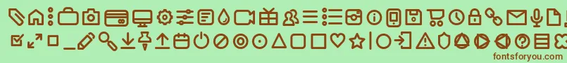 フォントAristaProIconsRegularTrial – 緑の背景に茶色のフォント