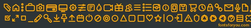 フォントAristaProIconsRegularTrial – 黒い背景にオレンジの文字