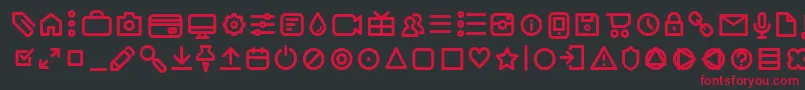 フォントAristaProIconsRegularTrial – 黒い背景に赤い文字