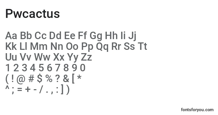 Schriftart Pwcactus – Alphabet, Zahlen, spezielle Symbole