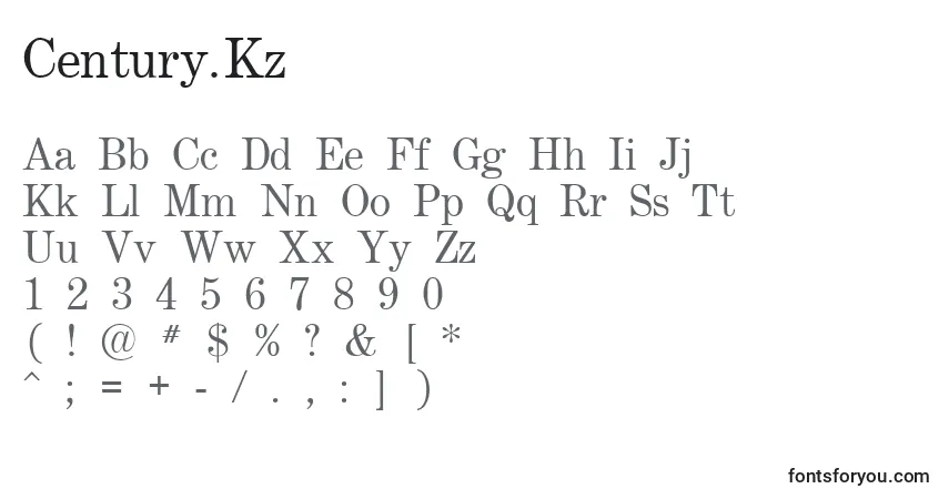 A fonte Century.Kz – alfabeto, números, caracteres especiais