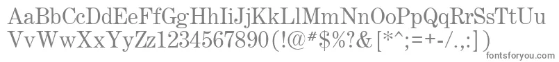 Century.Kz-fontti – harmaat kirjasimet valkoisella taustalla