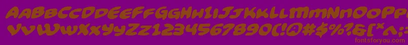 Funnypagesexpandital-Schriftart – Braune Schriften auf violettem Hintergrund