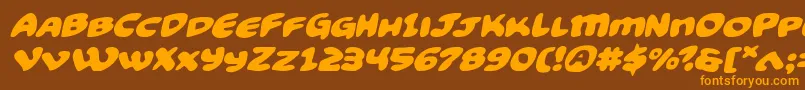 Funnypagesexpandital Font – Orange Fonts on Brown Background