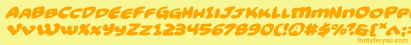 Funnypagesexpandital Font – Orange Fonts on Yellow Background