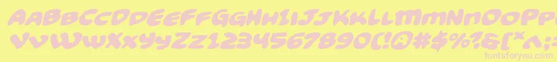 Funnypagesexpandital-Schriftart – Rosa Schriften auf gelbem Hintergrund
