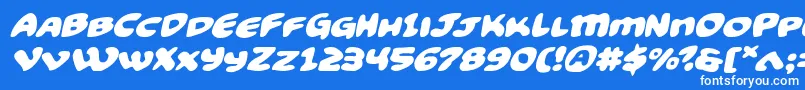 Funnypagesexpandital Font – White Fonts on Blue Background