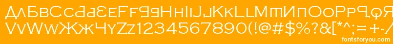 KremlinSamovarLite-Schriftart – Weiße Schriften auf orangefarbenem Hintergrund