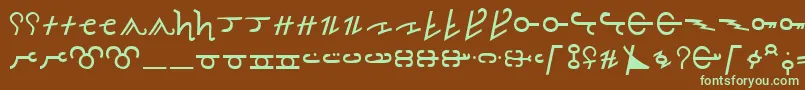 フォントThorassNormal – 緑色の文字が茶色の背景にあります。