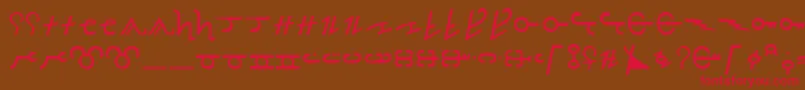 ThorassNormal-Schriftart – Rote Schriften auf braunem Hintergrund