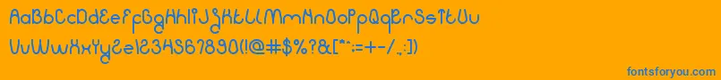 フォントKissingTheRain – オレンジの背景に青い文字