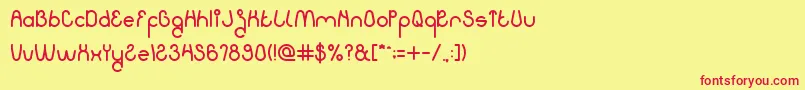 KissingTheRain Font – Red Fonts on Yellow Background