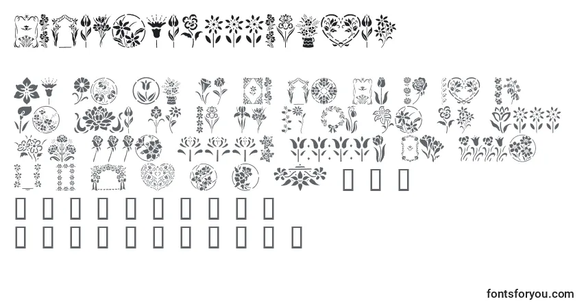 GeFloralStencils Font – alphabet, numbers, special characters